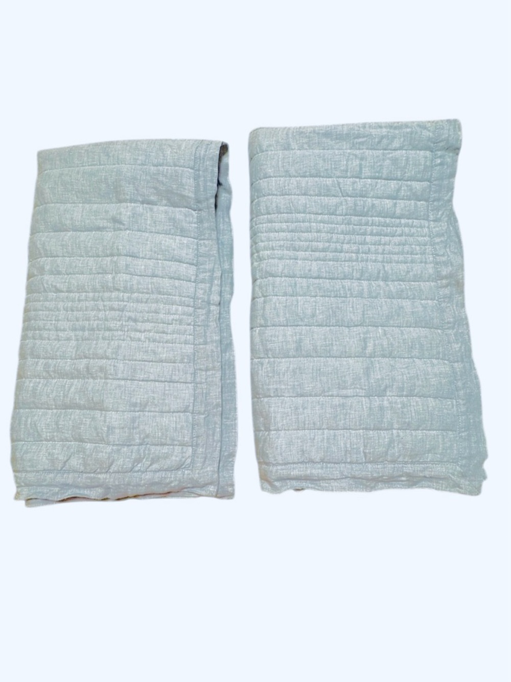 West Elm Linen King Pillow Shams Blue Gray Set of 2 Quilted 20x36